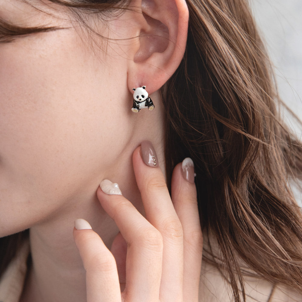 Osuwari Panda Stud Earrings