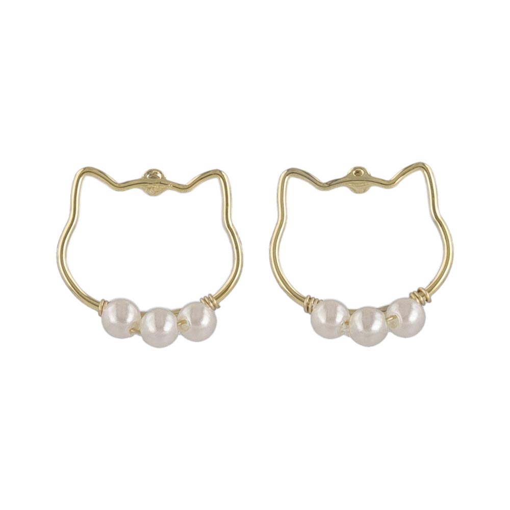 Pearlized Cat Face Earrings