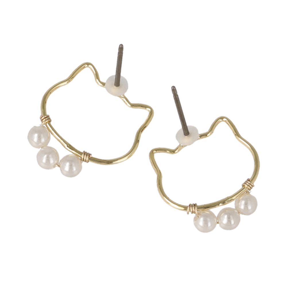 Pearlized Cat Face Earrings