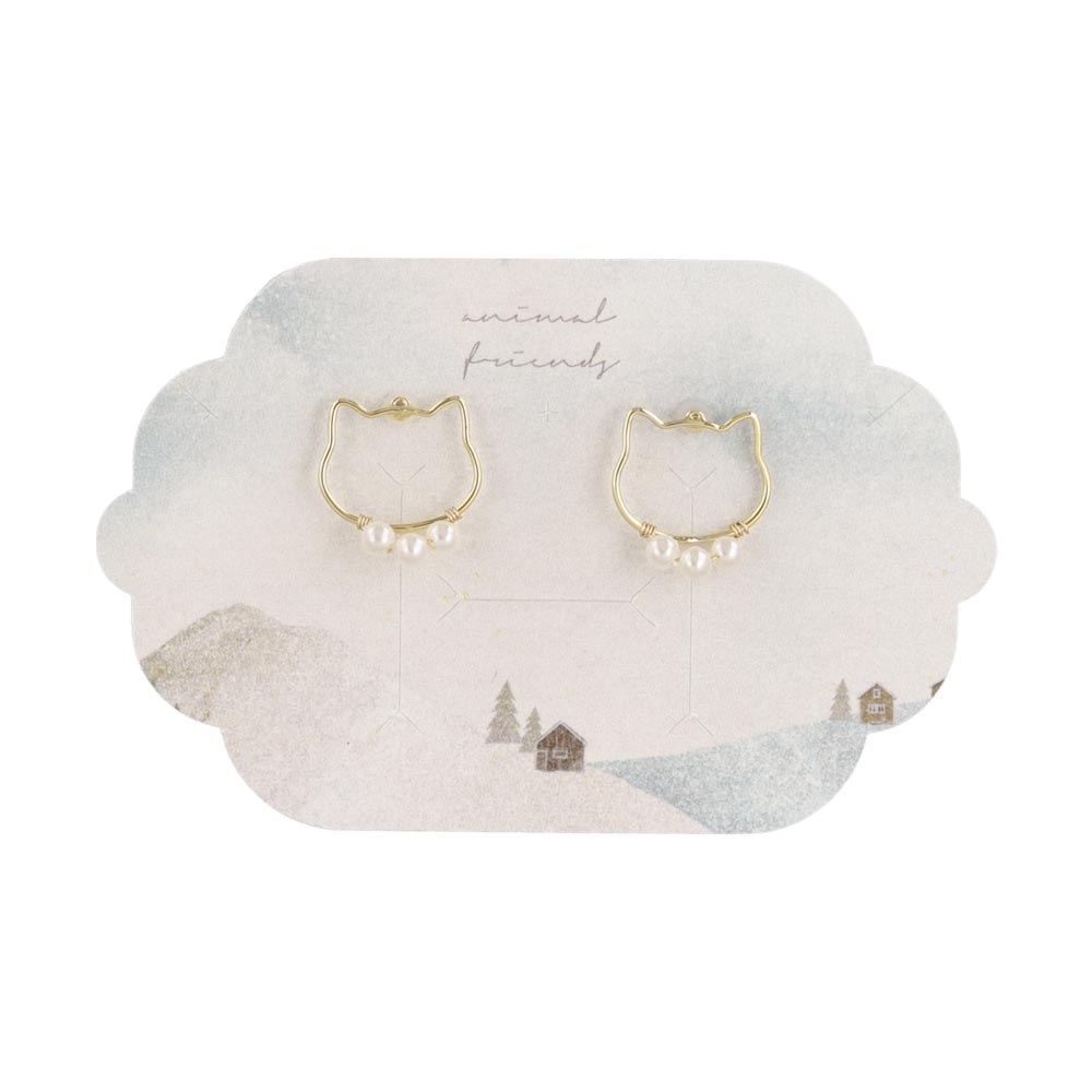 Pearlized Cat Face Earrings