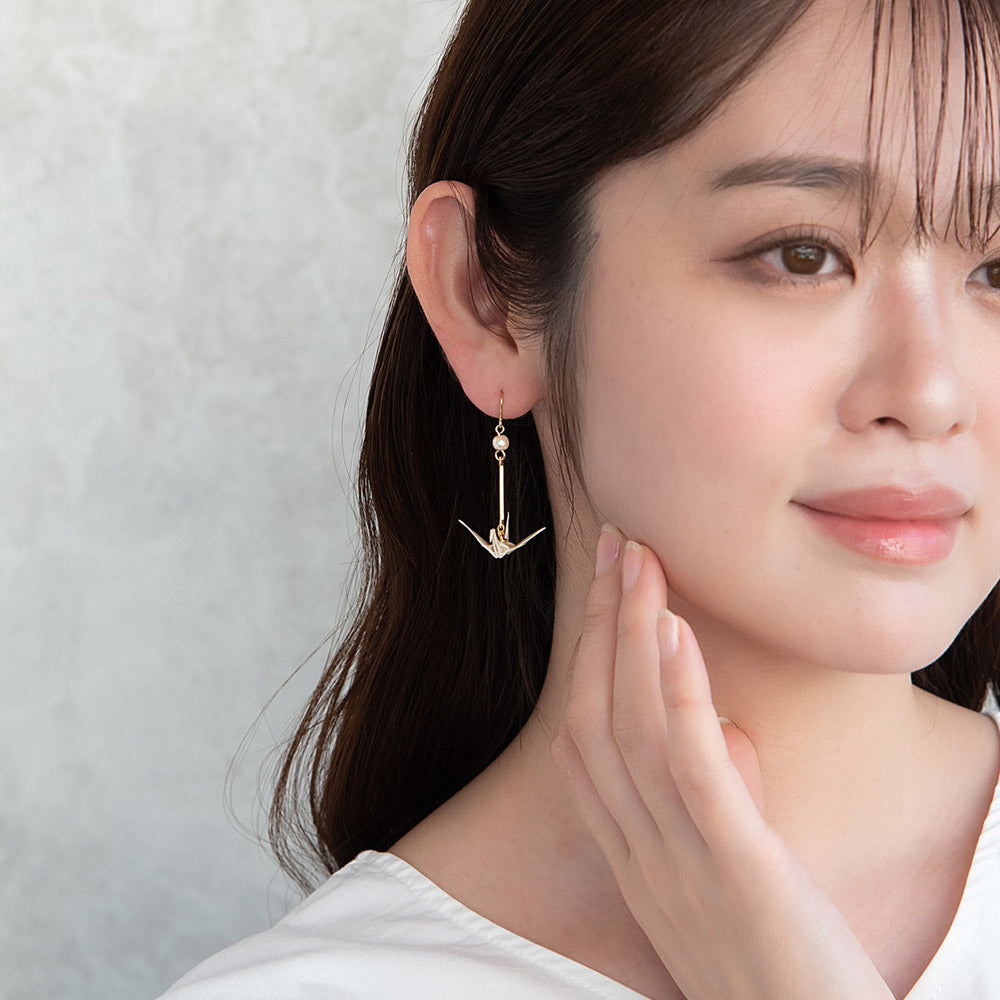 Pearlescent Orizuru Drop Earrings