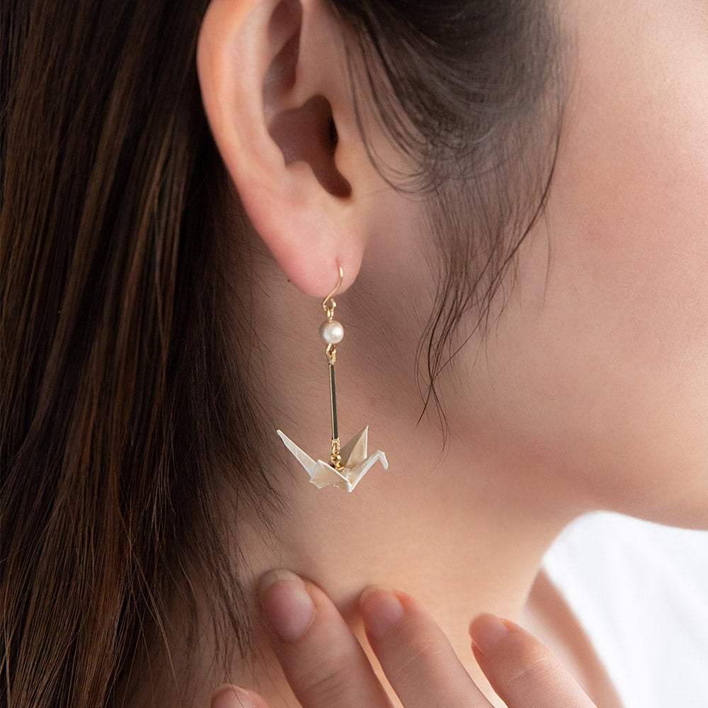 Pearlescent Orizuru Drop Earrings