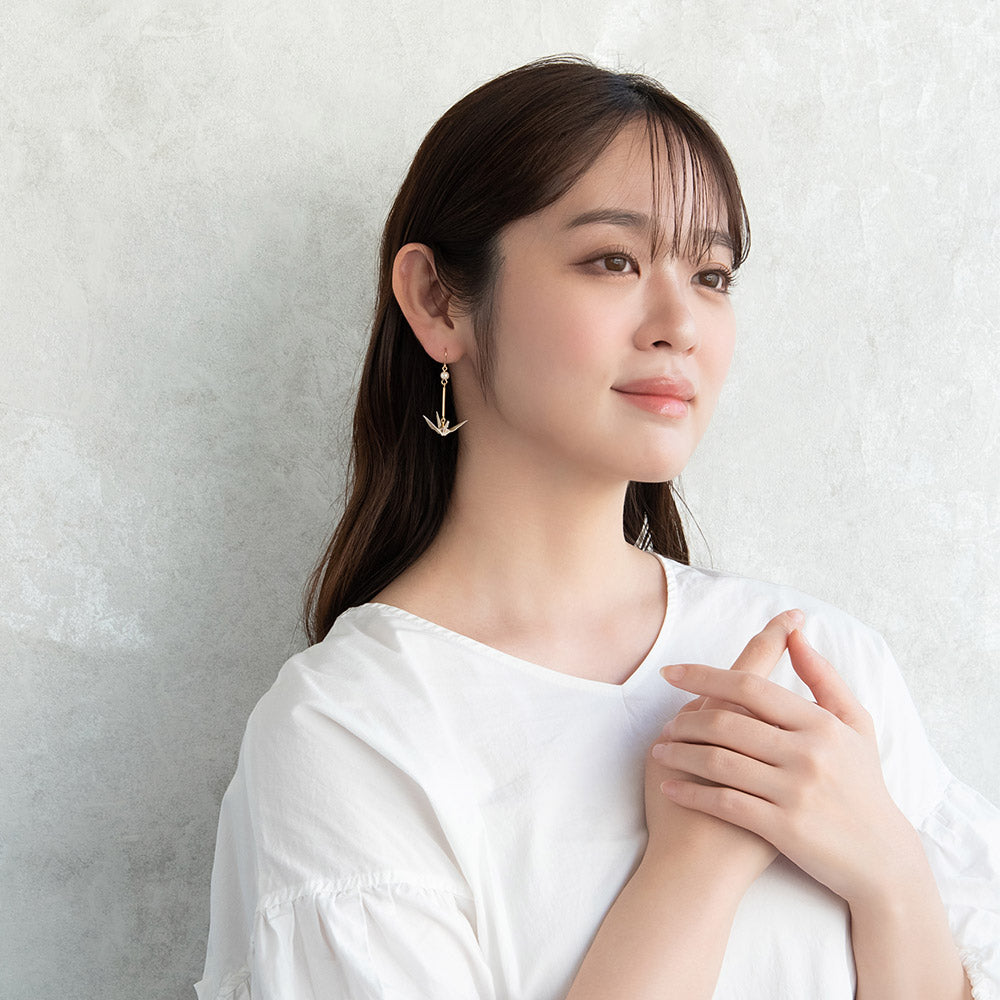 Pearlescent Orizuru Drop Earrings