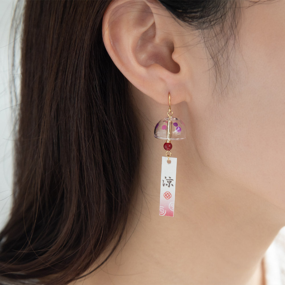 Yukata and Wind Bell Mismatched Earrings