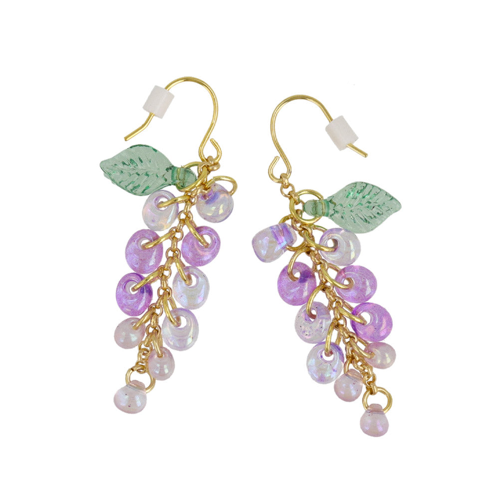 Beaded Translucent Wisteria Earrings