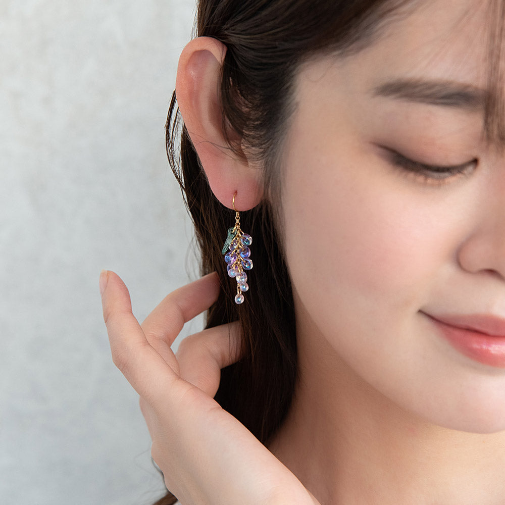 Beaded Translucent Wisteria Earrings