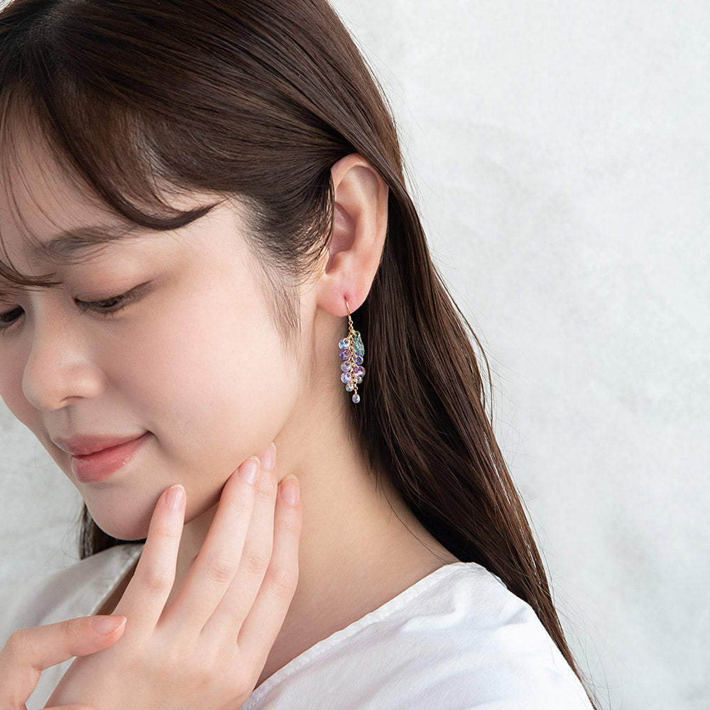 Beaded Translucent Wisteria Earrings