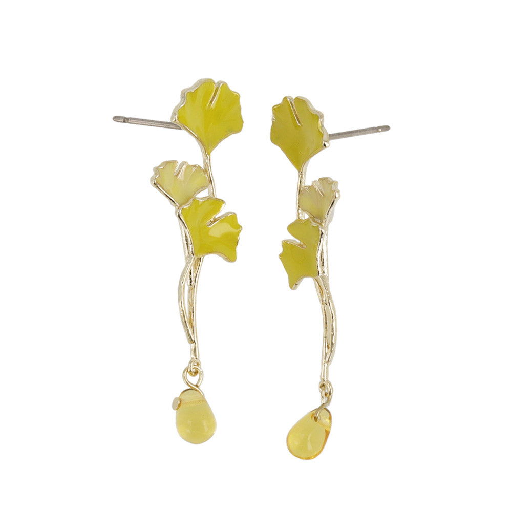 Gingko and Droplet Earrings