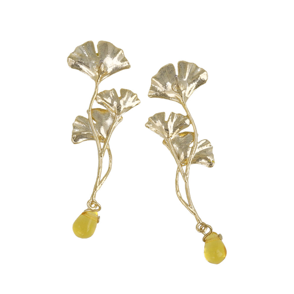 Gingko and Droplet Earrings