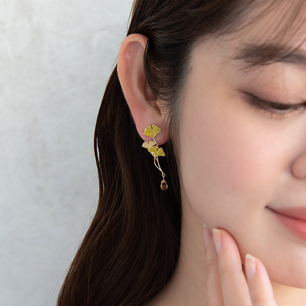 Gingko and Droplet Earrings