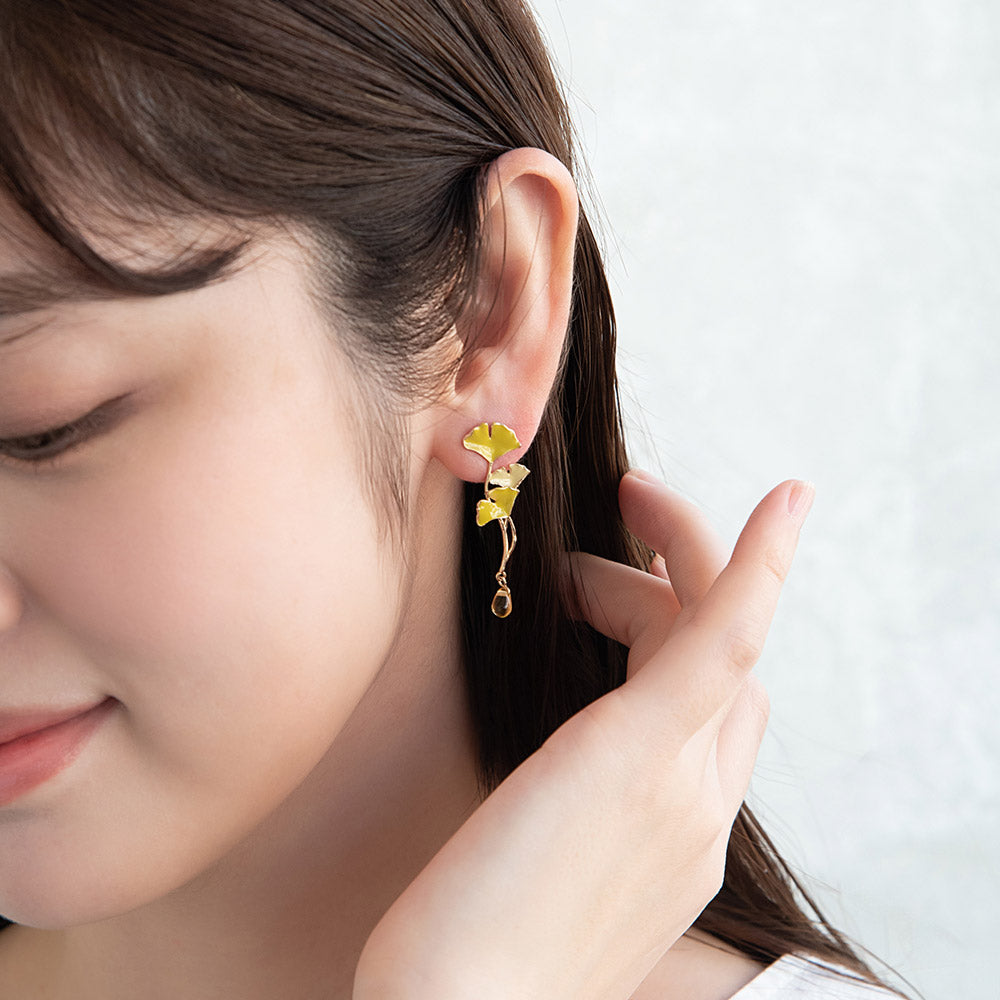 Gingko and Droplet Earrings