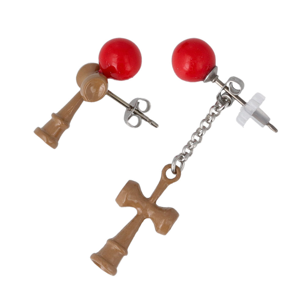 Kendama Front Back and Stud Earrings