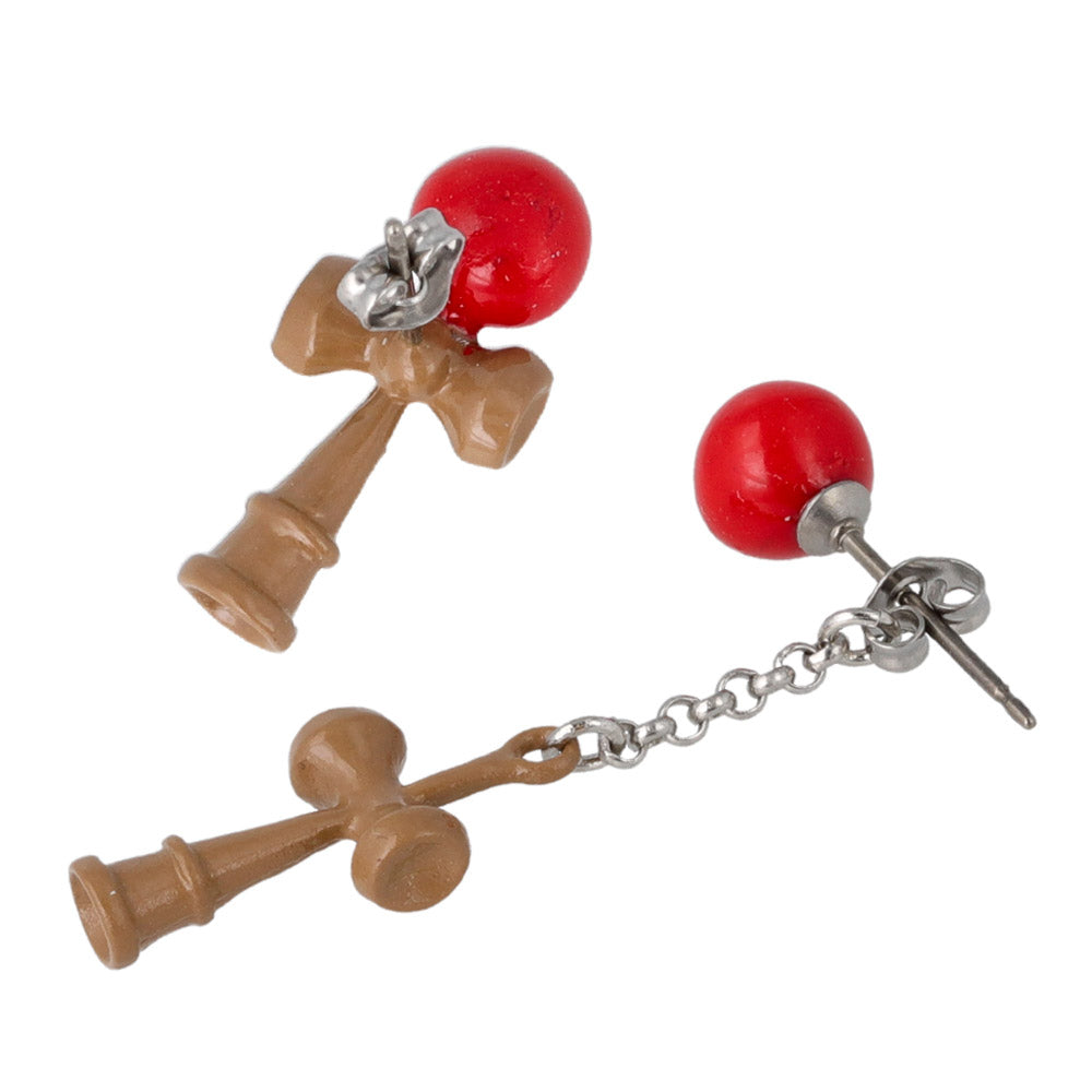 Kendama Front Back and Stud Earrings