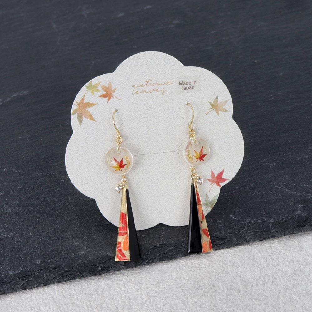 Momiji Round and Ornate Triangle Drop Earrings