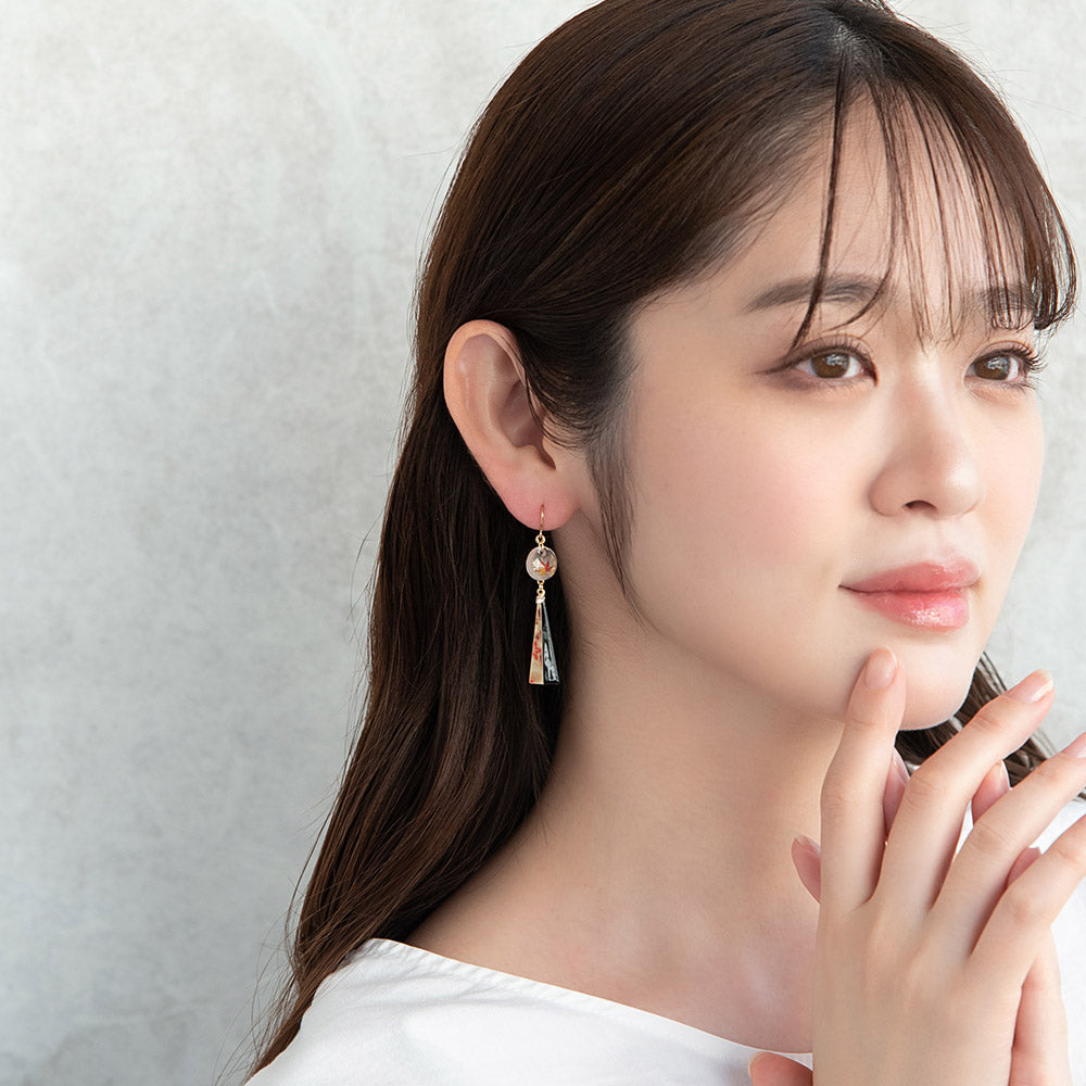 Momiji Round and Ornate Triangle Drop Earrings