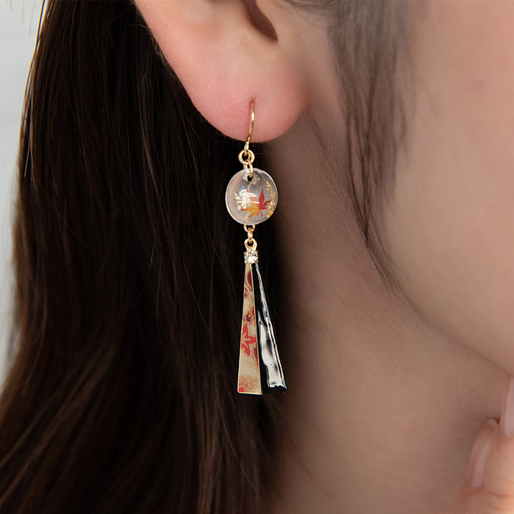 Momiji Round and Ornate Triangle Drop Earrings