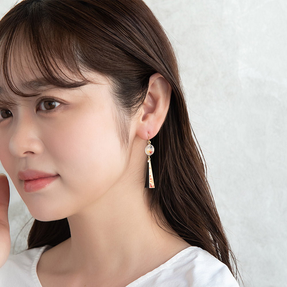 Momiji Round and Ornate Triangle Drop Earrings