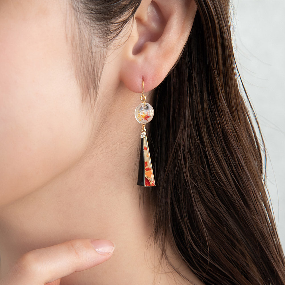 Momiji Round and Ornate Triangle Drop Earrings