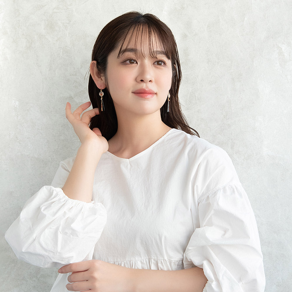 Momiji Round and Ornate Triangle Drop Earrings