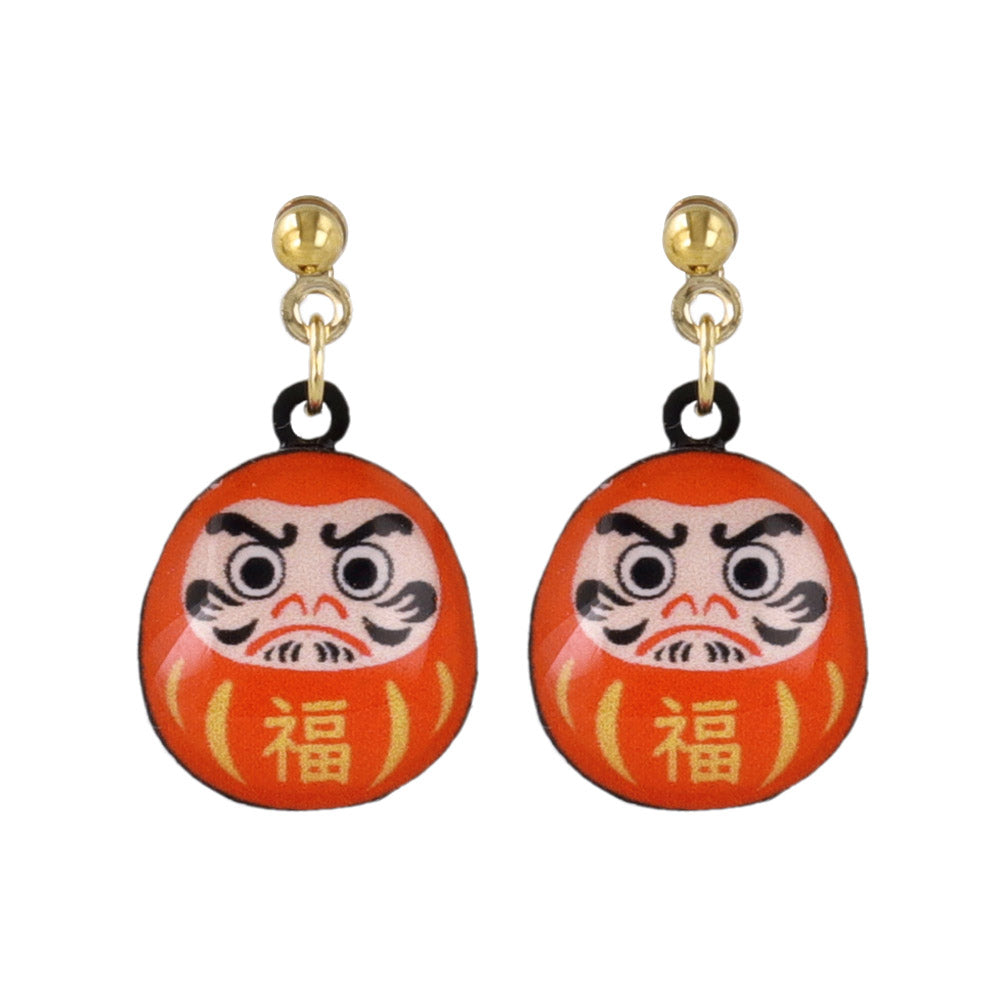 Daruma Doll Drop Earrings