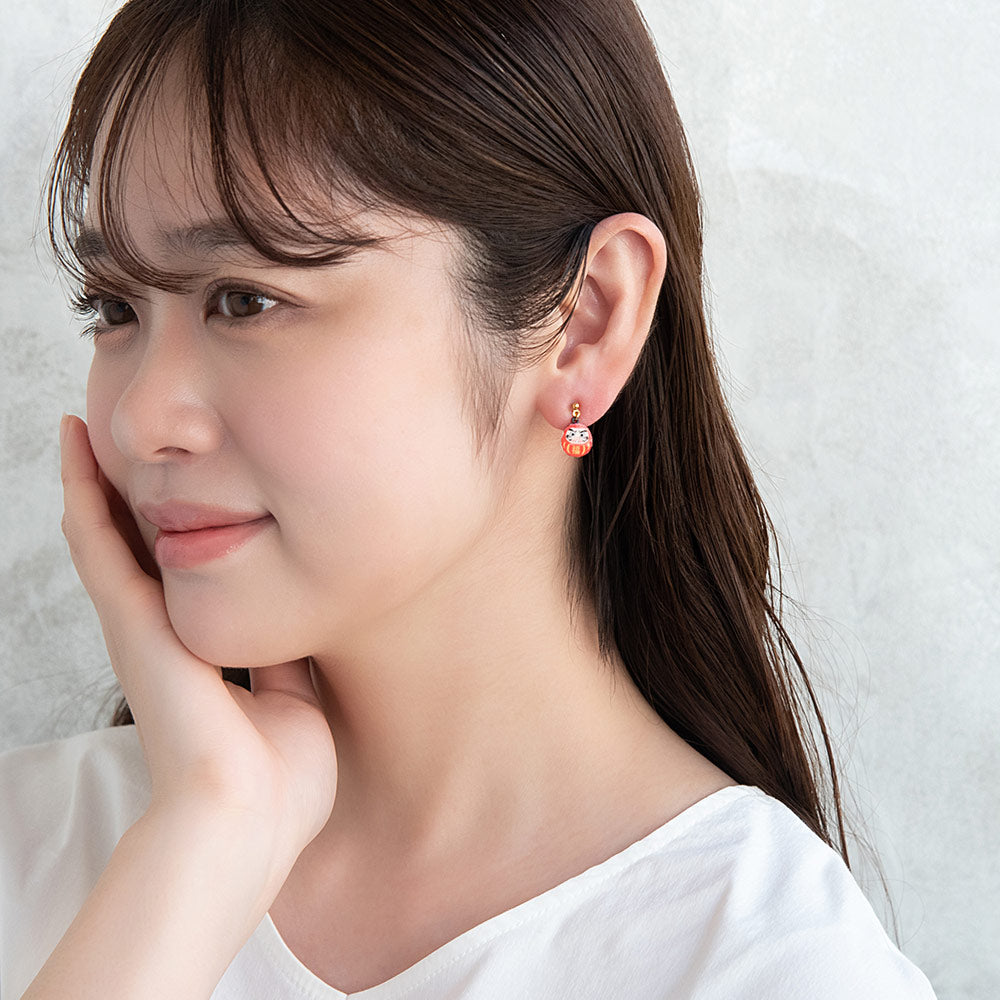 Daruma Doll Drop Earrings