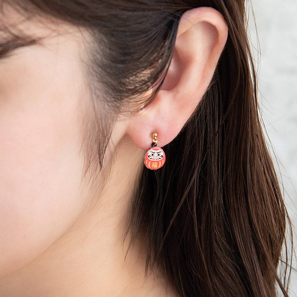 Daruma Doll Drop Earrings