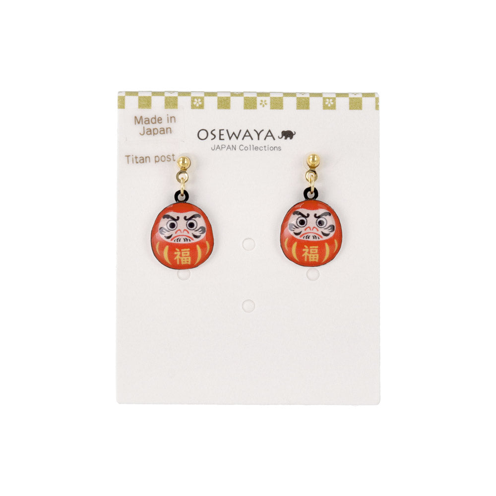 Daruma Doll Drop Earrings