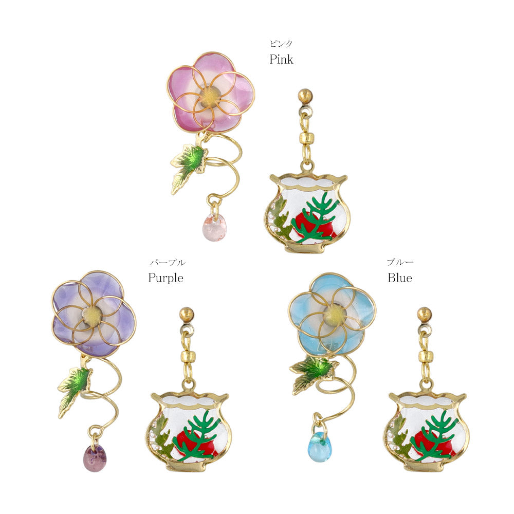 Asagao and Kingyo-Bachi Earrings