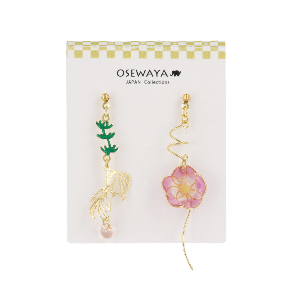 Kingyo and Asagao Mismatched Earrings