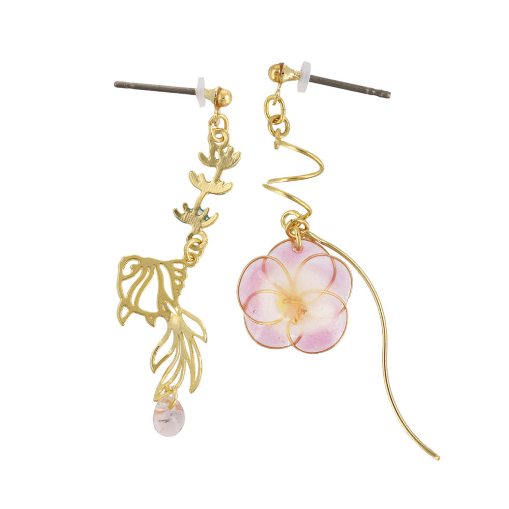 Kingyo and Asagao Mismatched Earrings