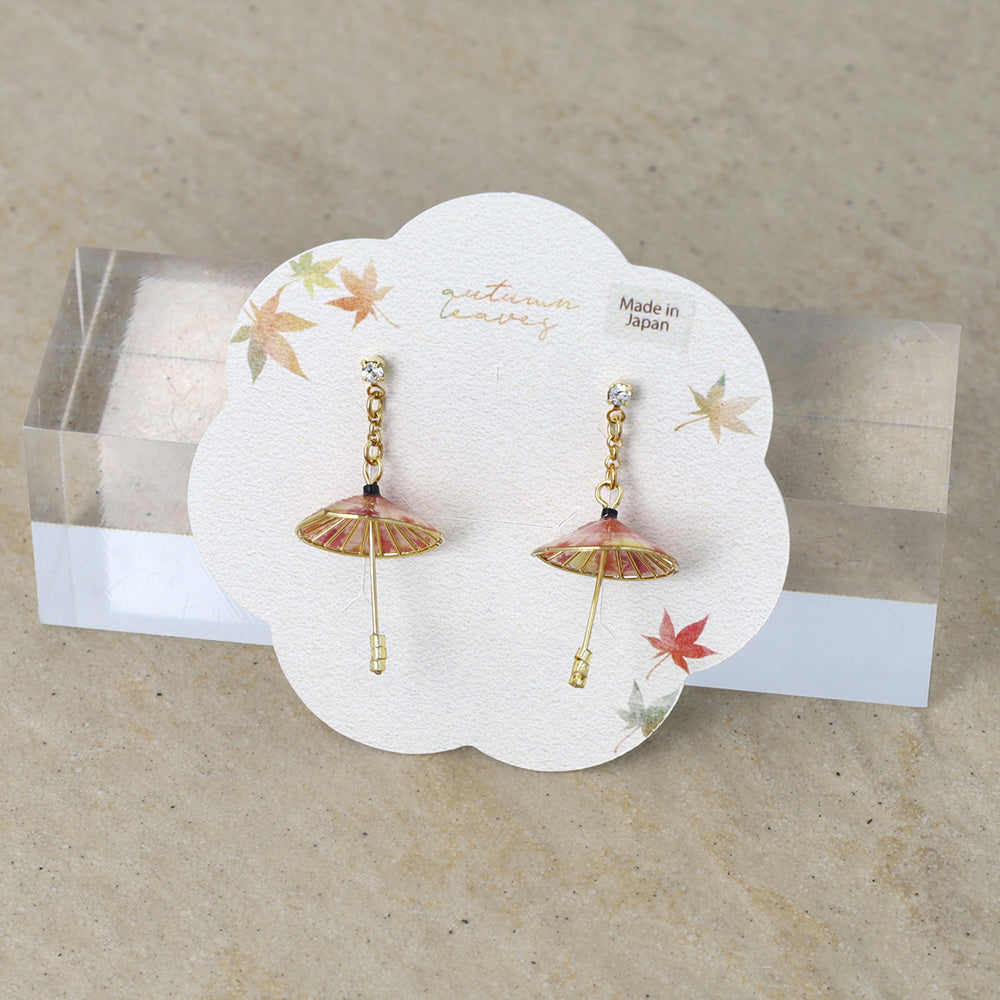 Momiji Umbrella Drop Souvenir Earrings - osewaya