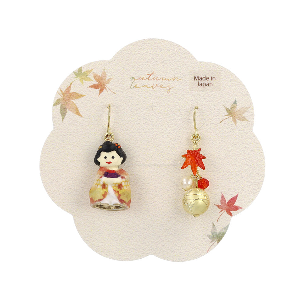Kimono Lady and Momiji Souvenir Earrings