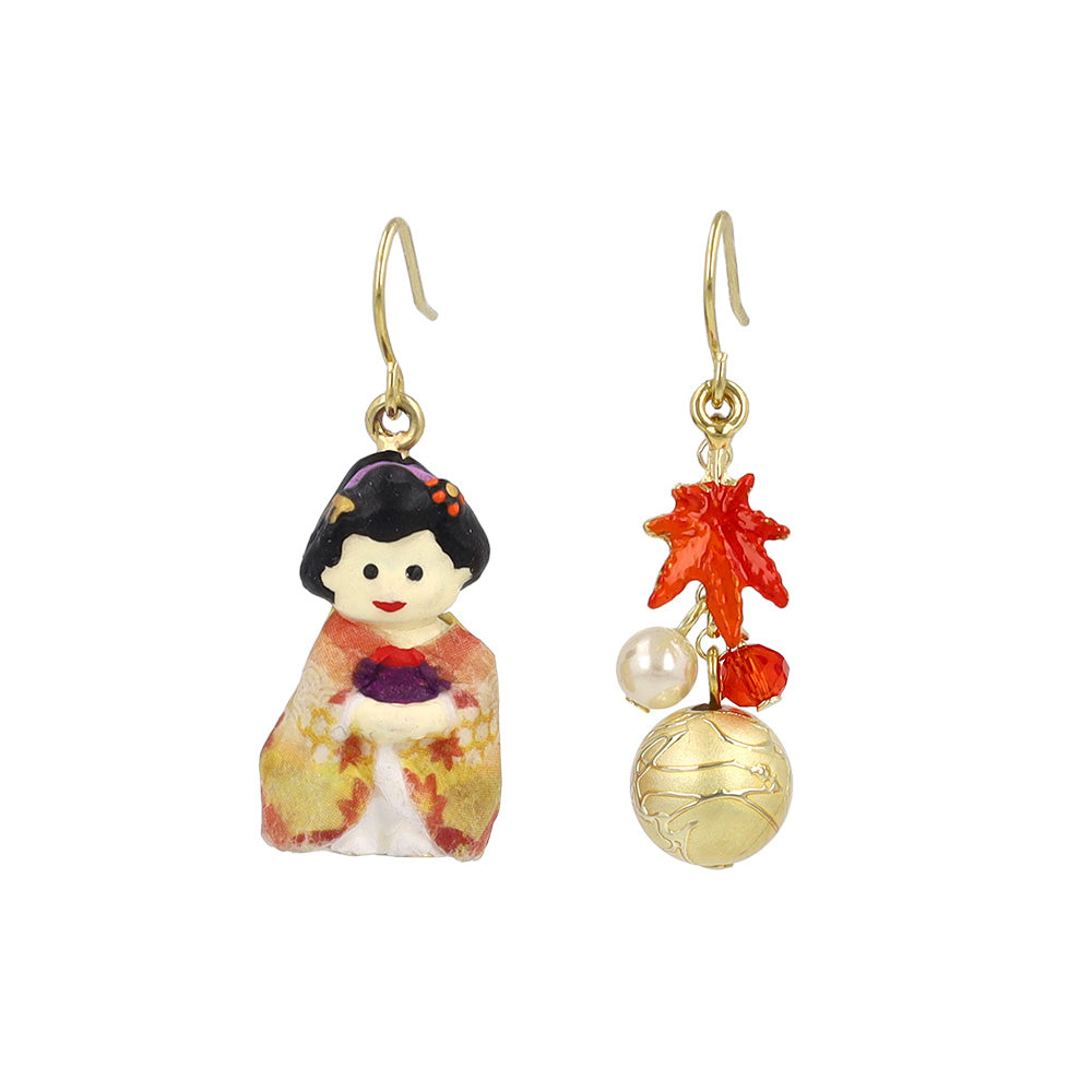 Kimono Lady and Momiji Souvenir Earrings
