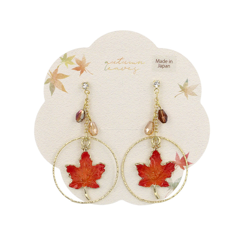 Red Momiji Drop Souvenir Earrings