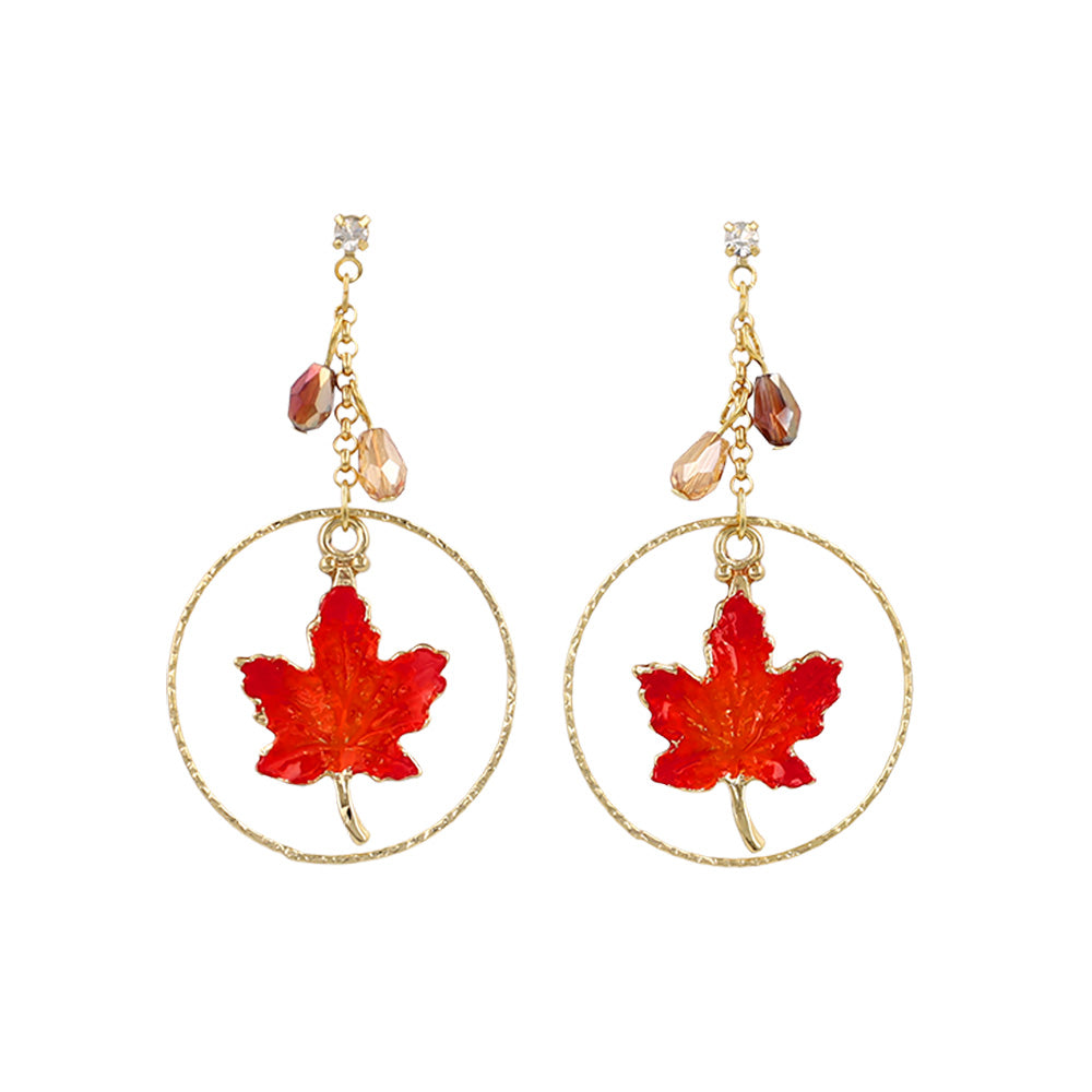 Red Momiji Drop Souvenir Earrings