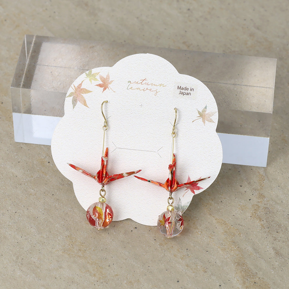 Orizuru and Momiji Souvenir Earrings - osewaya