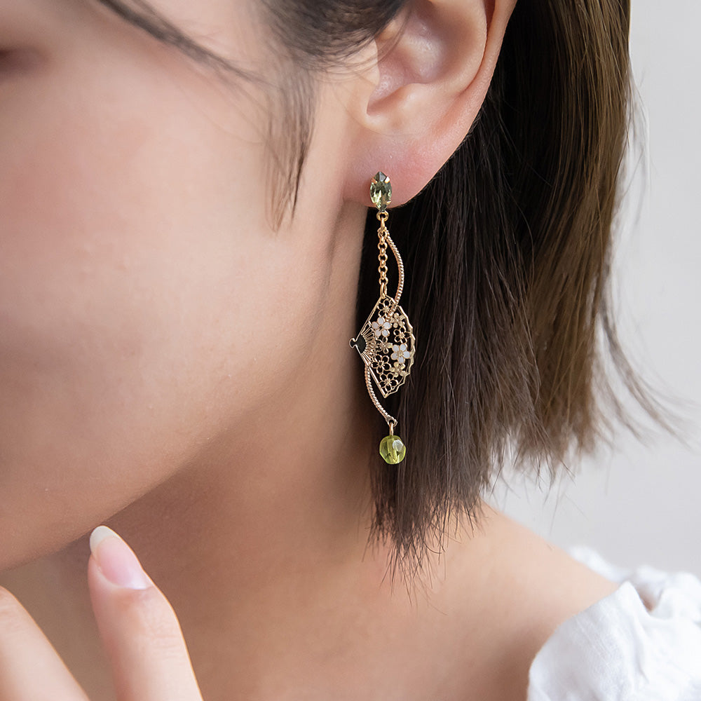 Matcha Sensu Fan Wave Drop Earrings