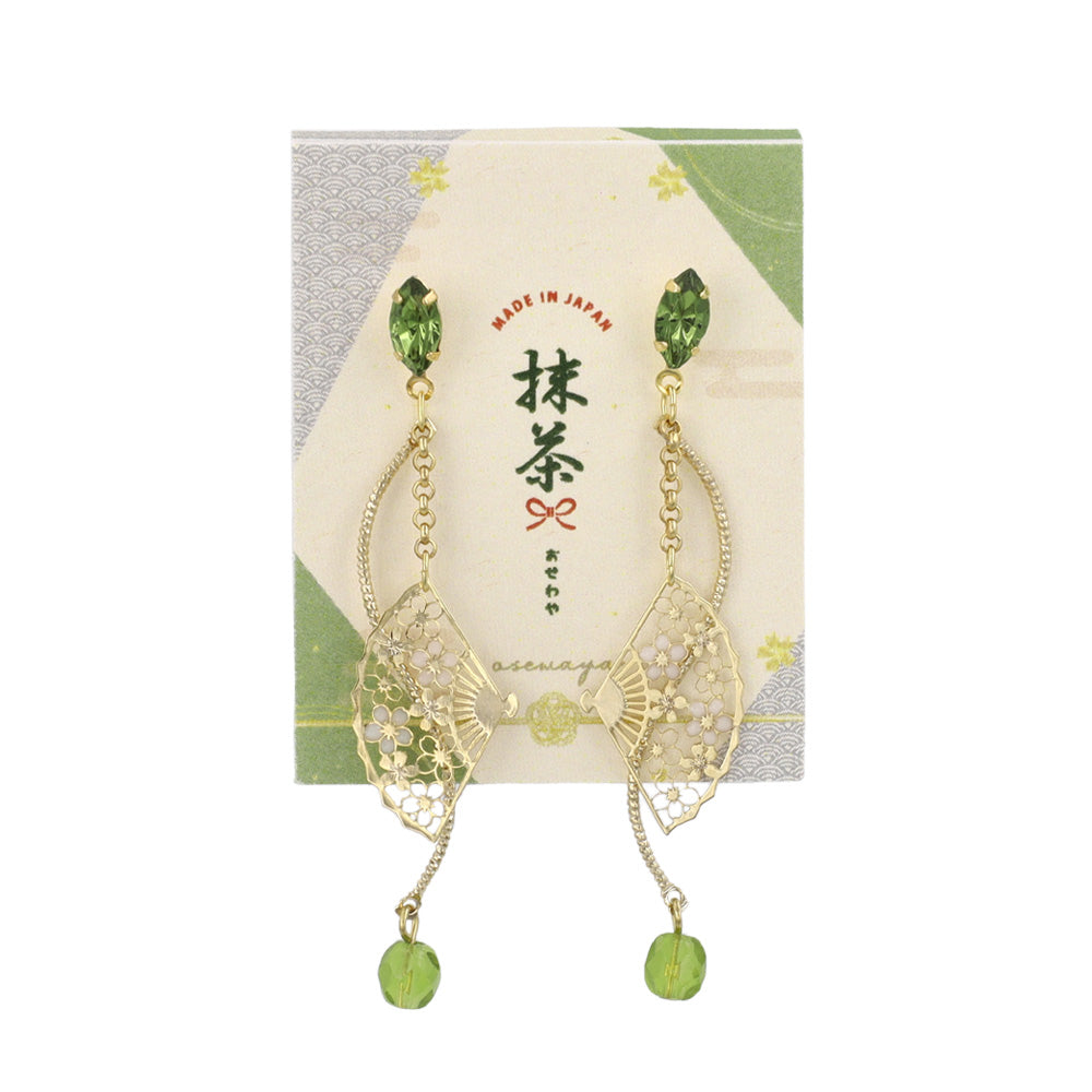 Matcha Sensu Fan Wave Drop Earrings