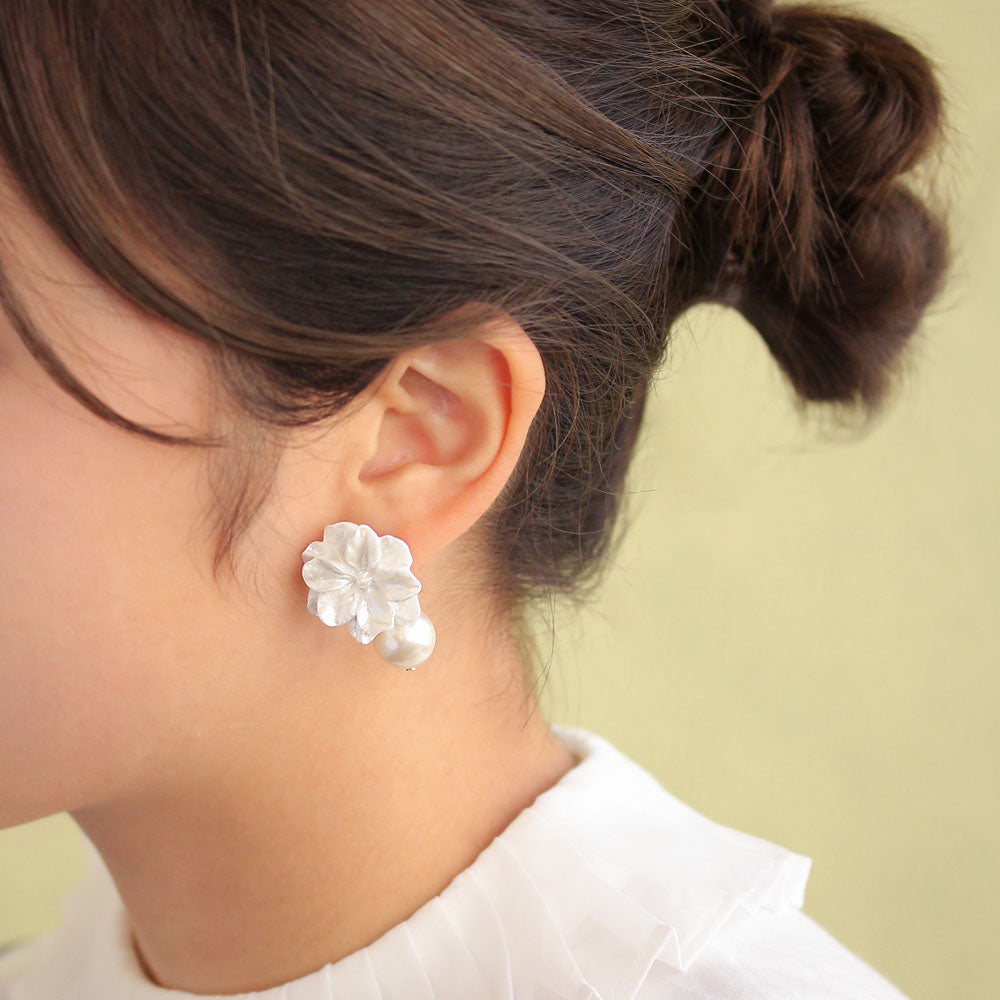 Sakura and Pearl Front Back Earrings