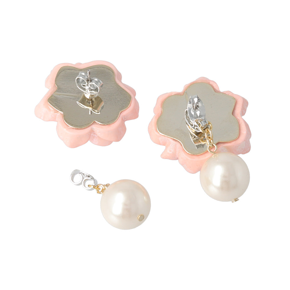 Sakura and Pearl Front Back Earrings