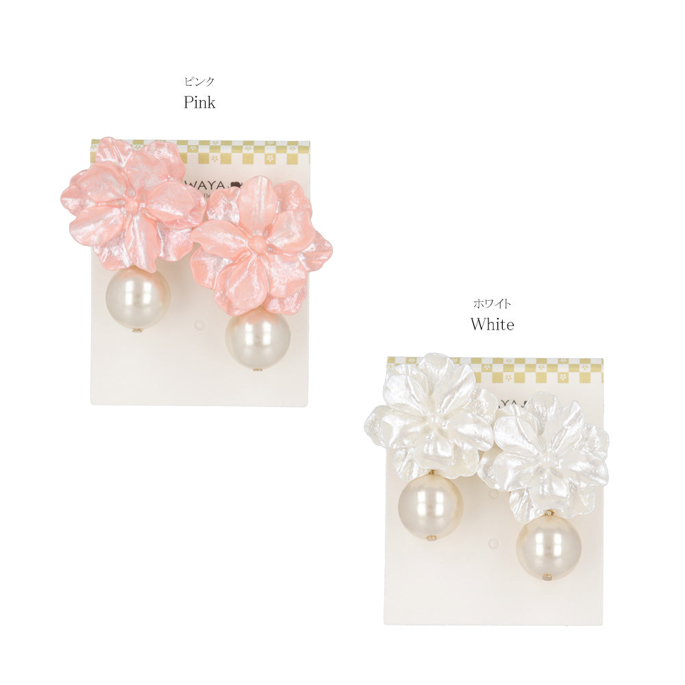 Sakura and Pearl Front Back Earrings