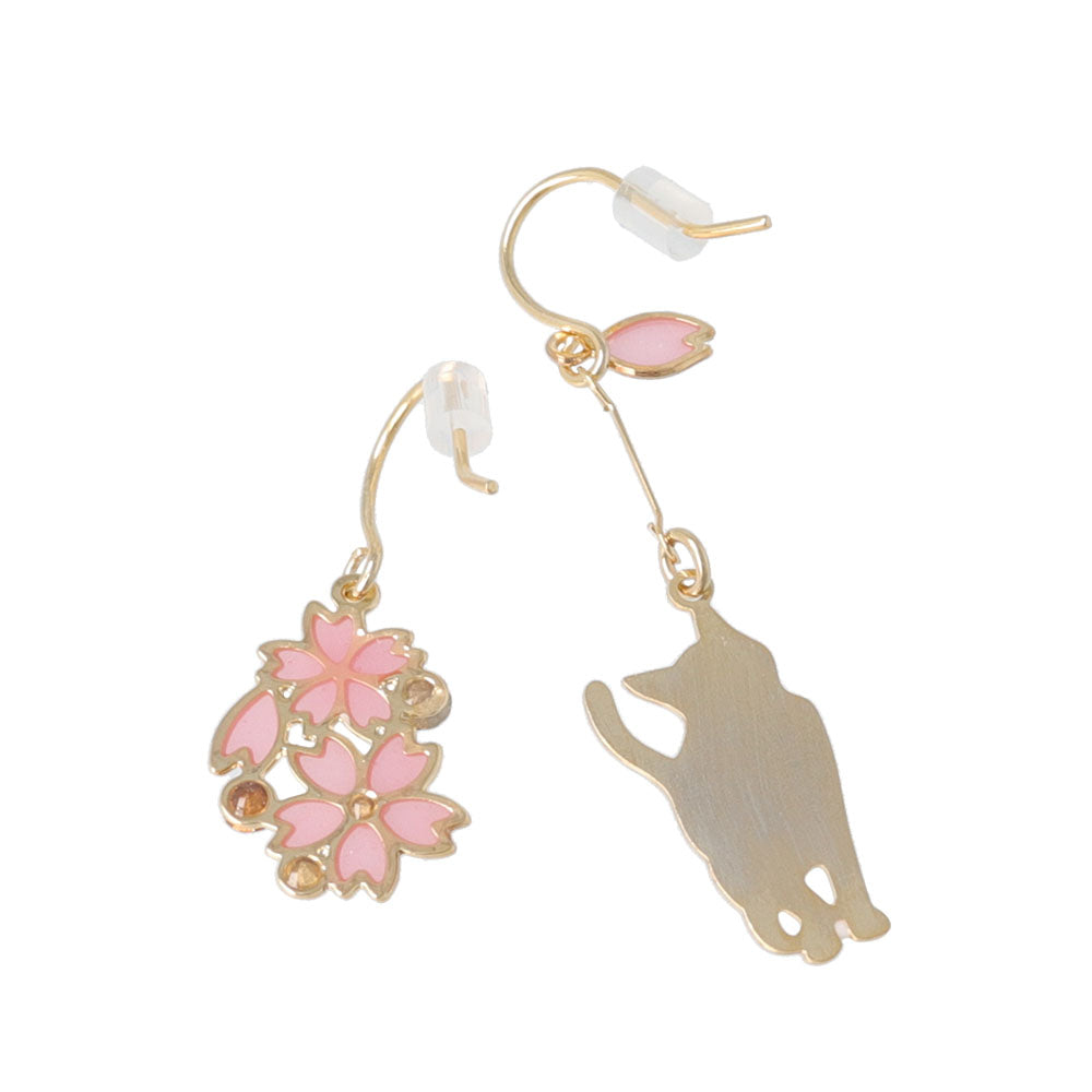 Sakura and Cat Mismatched Earrings