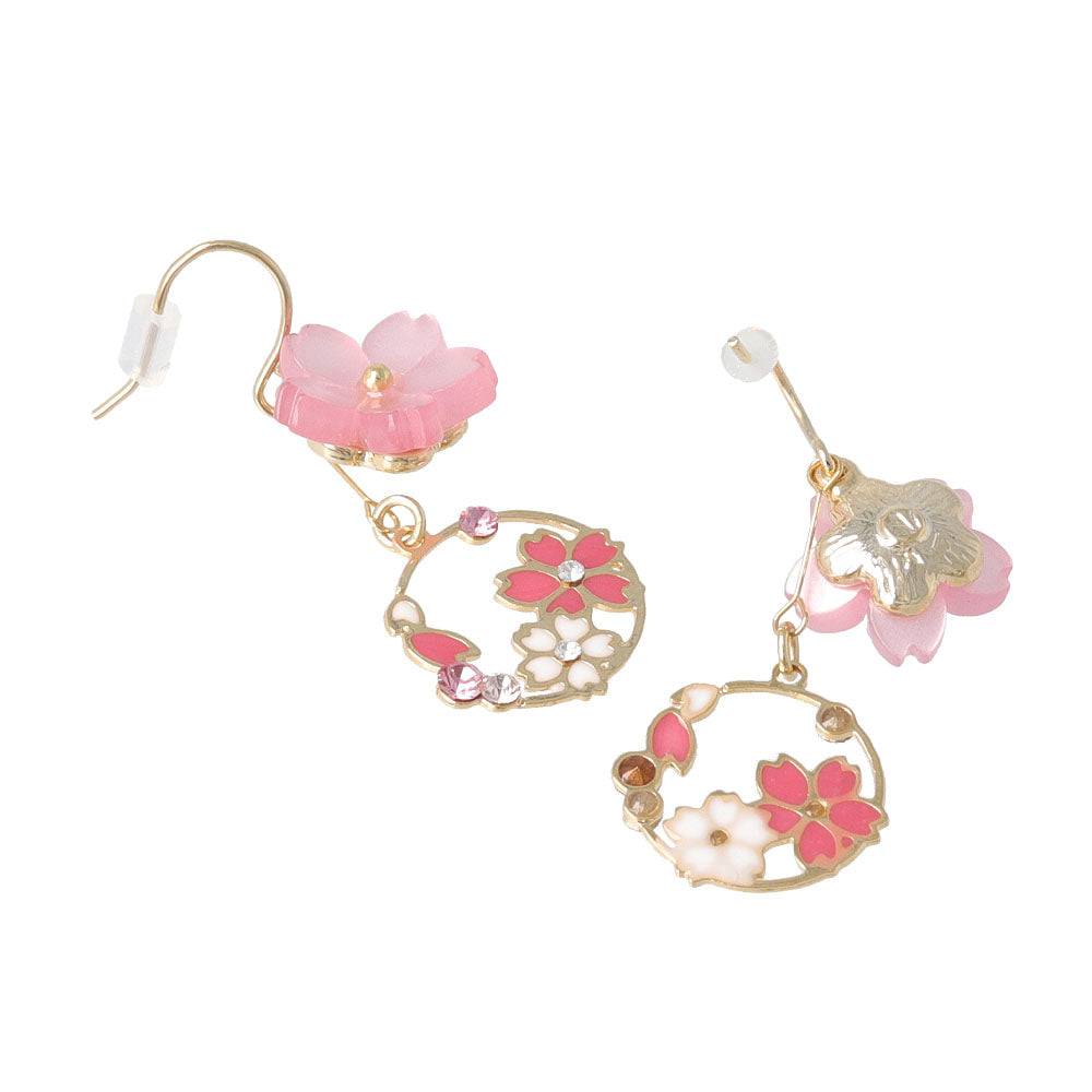 Sakura Circle Drop Earrings
