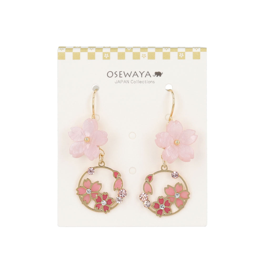 Sakura Circle Drop Earrings
