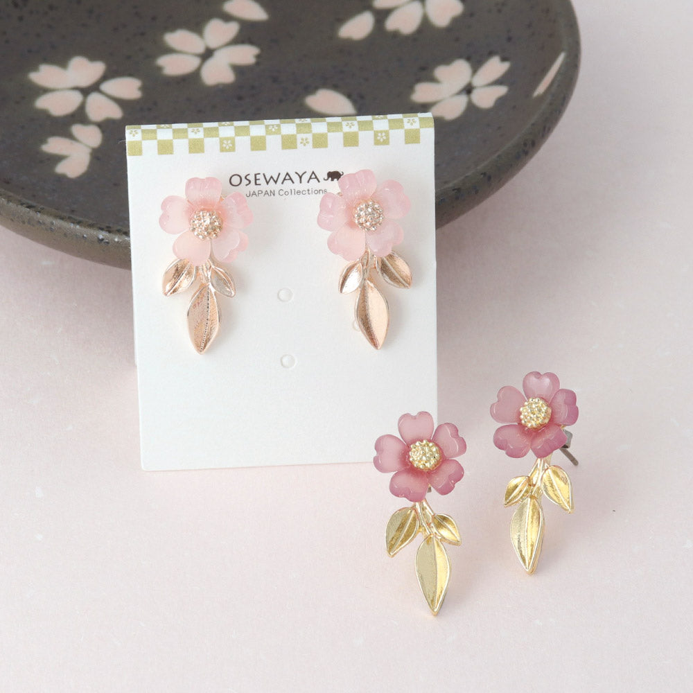Sakura and Leaf Earrings