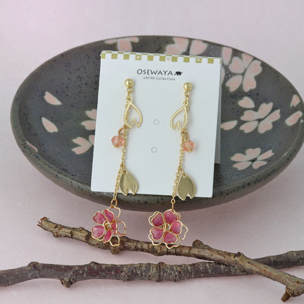Wire Sakura Linear Earrings - osewaya