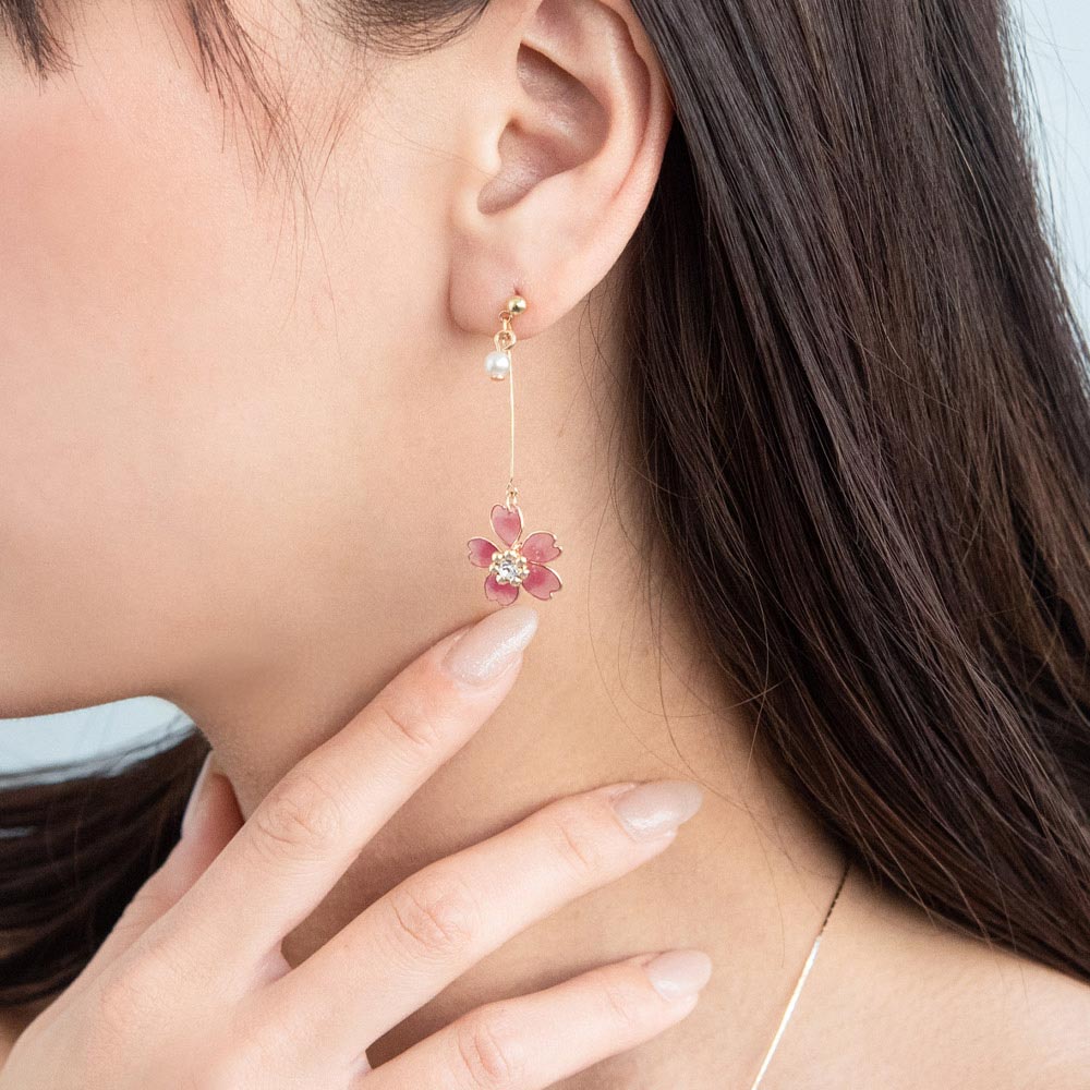 Stone Center Sakura Drop Earrings