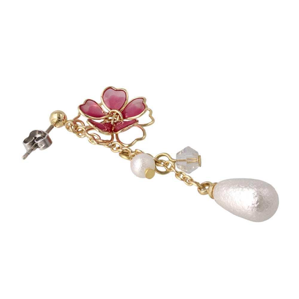 Wire Sakura Pearl Drop Earrings