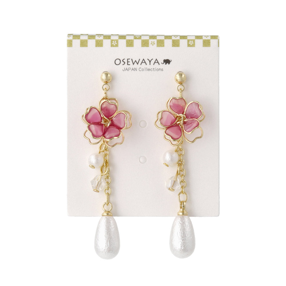 Wire Sakura Pearl Drop Earrings