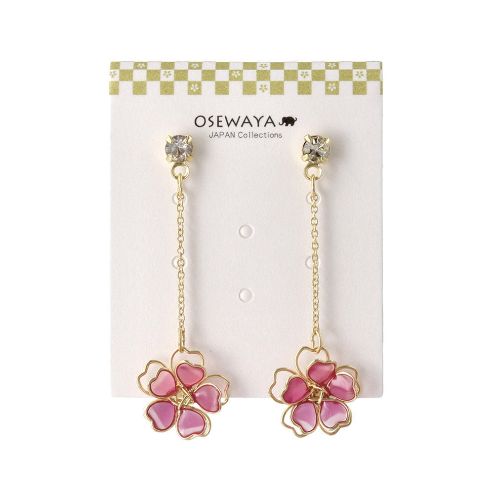 Wire Sakura Chain Drop Earrings